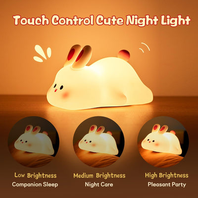 Cute Big Face Rabbit LED Night Light Touch Sensor KD SHOP